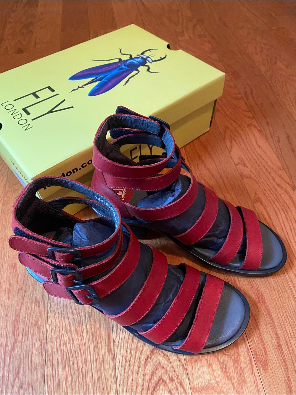 Fly London  “Woze” Leather Strappy Heeled Sandals - Picture 2 of 5